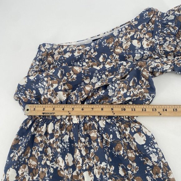 En Saison One Shoulder Floral Print Romper Women's XS Multi Ruffles Anthro - Picture 12 of 16